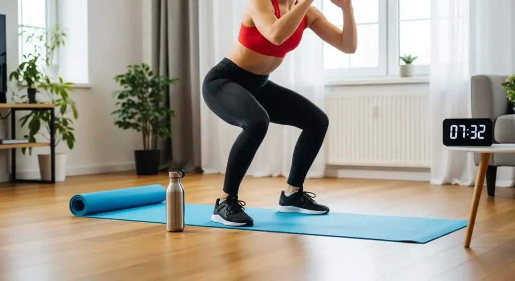 “Intense 5-minute home cardio routine with high-energy movements”