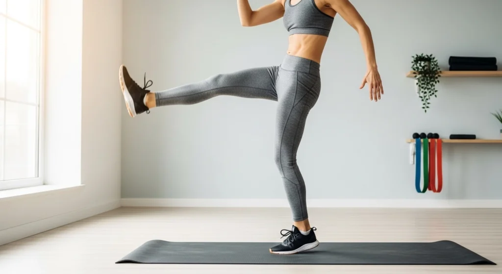 Sculpted legs, steady focus, and post-workout glow.