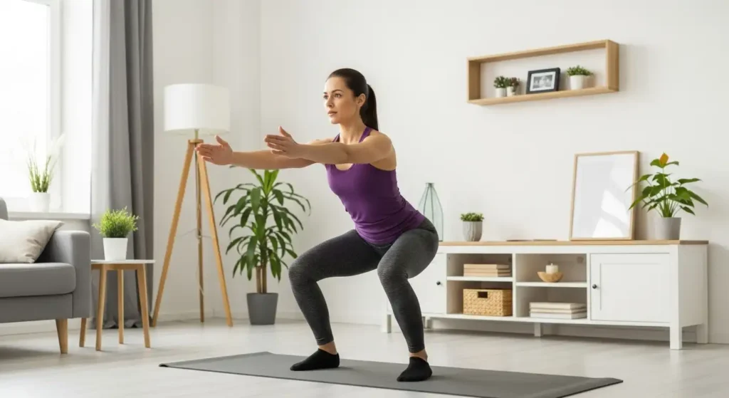 Bodyweight training at home focusing on strength, balance, and control