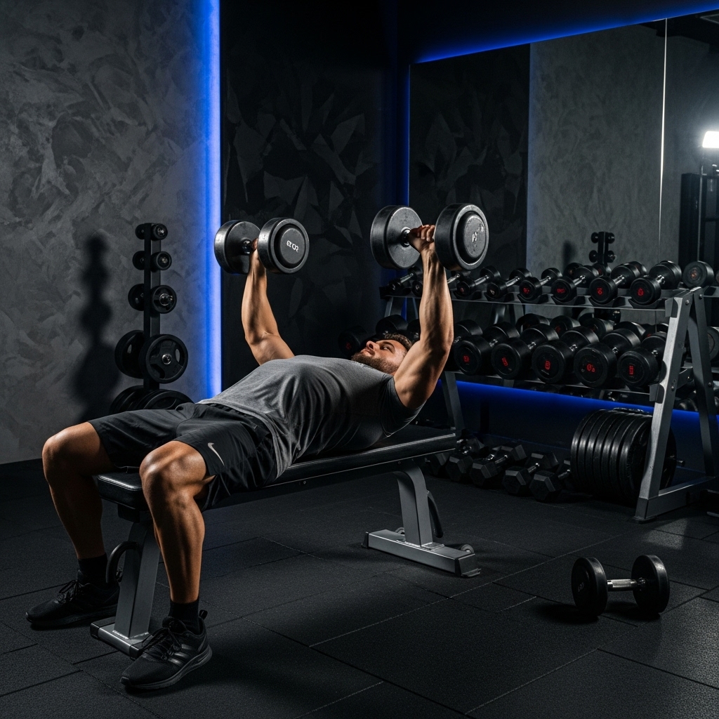 Bold and intense, cinematic lighting with muscle definition highlighted.