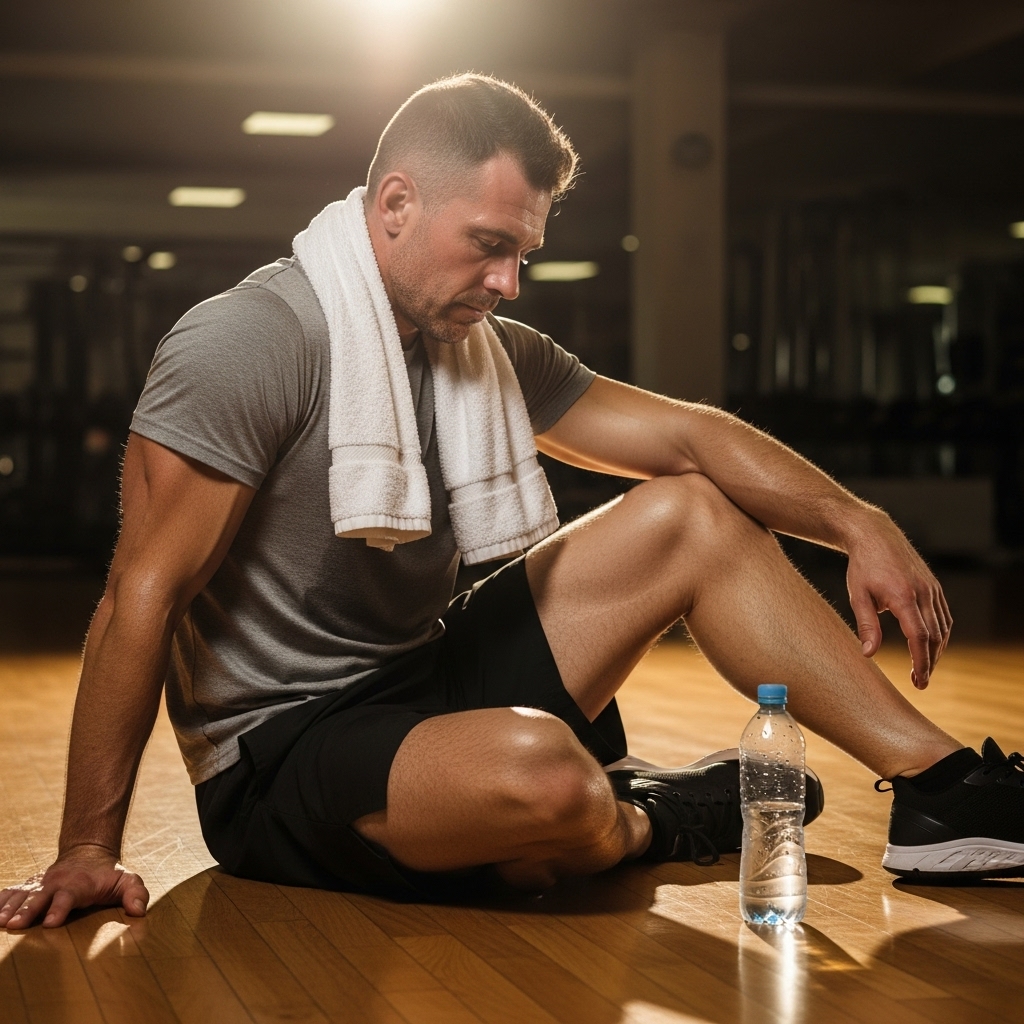 Lifestyle-meets-fitness aesthetic, soft tones showing recovery and focus.